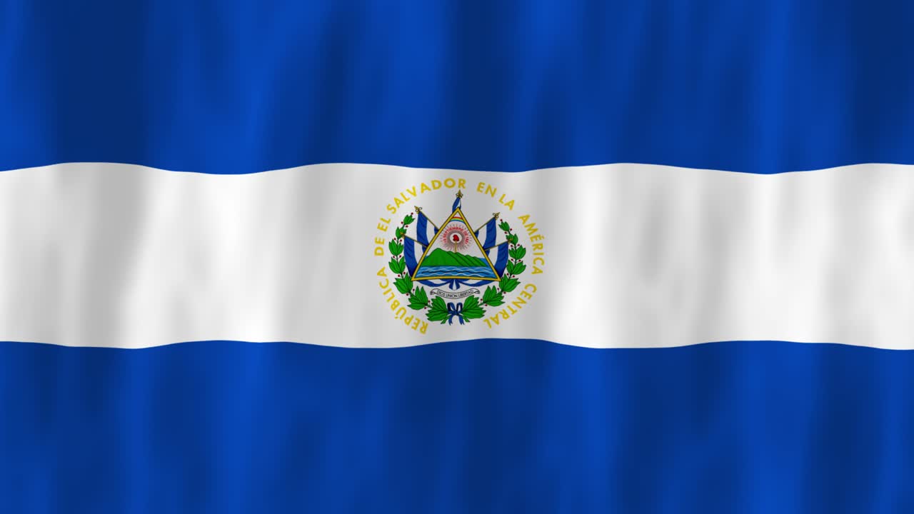 bandera de el salvador país animación 3d diseño de símbolo ondeando en el movimiento del viento patriotismo nacional cultura mundial emblema bandera de américa central blanco azul
