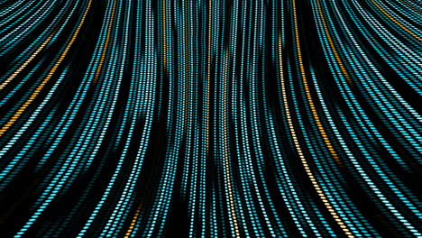 animación de rastros de luz punteados azules y amarillos que se mueven en movimiento hipnótico en un bucle sin costuras