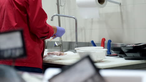 fishmonger at work