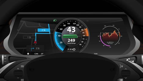 electric car dashboard display closeup