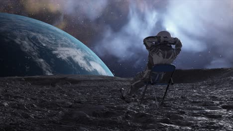 astronauta descansando en la luna