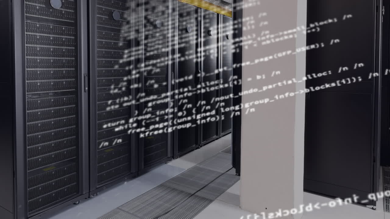 Animation of data processing over server room