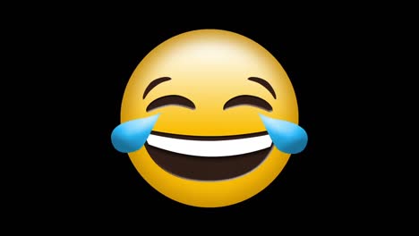 animación del icono de emoji feliz sobre formas en movimiento rojas sobre fondo negro