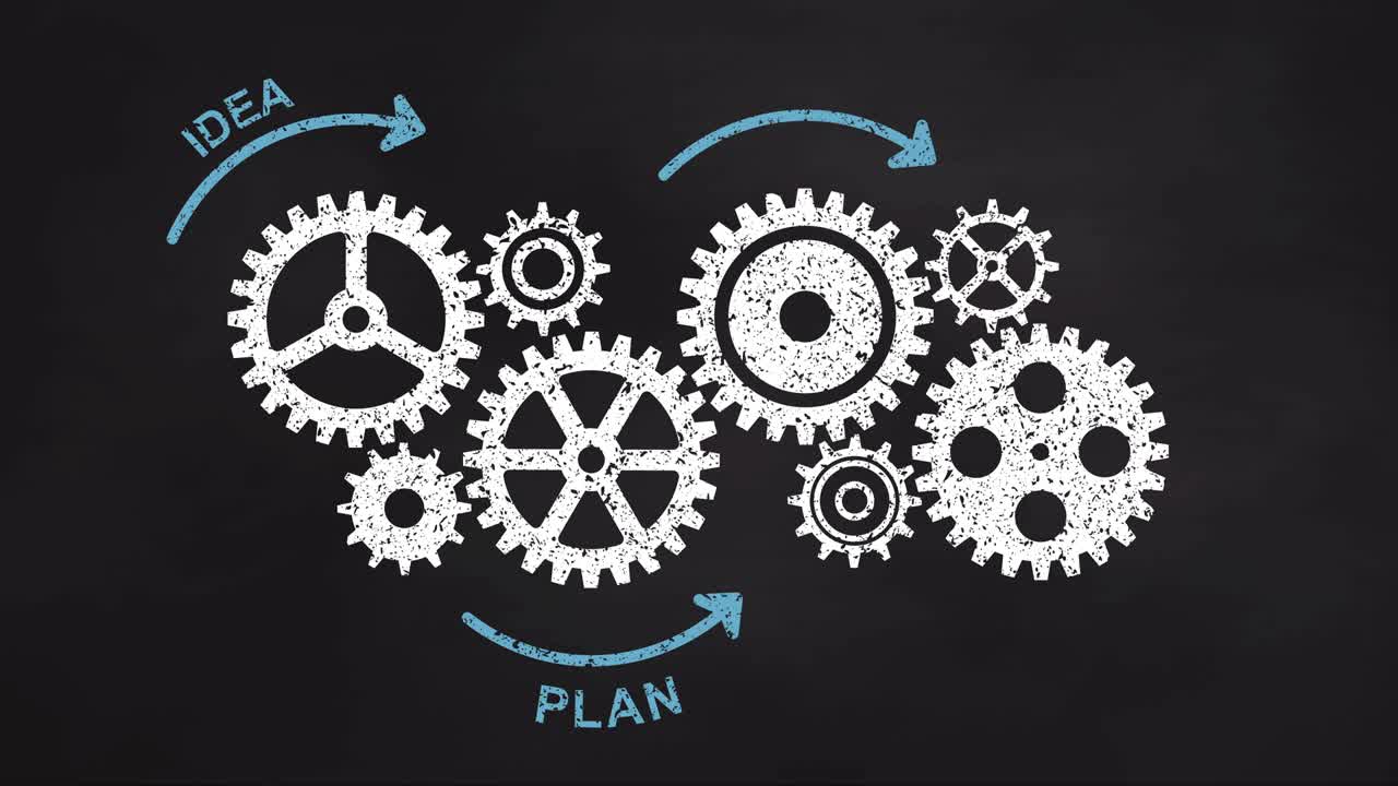 비즈니스 기어와 성공 개념 블랙보드