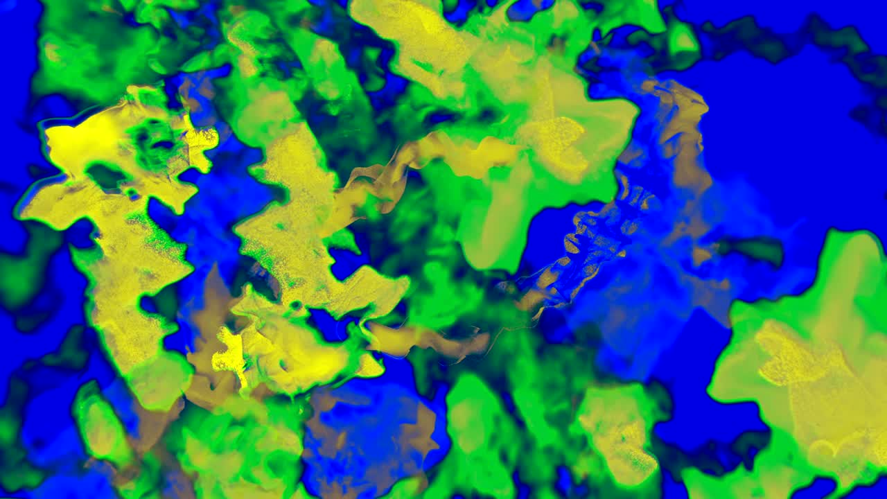 partículas amarillas sobre fondo azul, animación en 3d, bucle