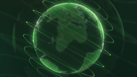 digital globe with green lines and dots