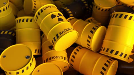 piles of radioactive waste barrels