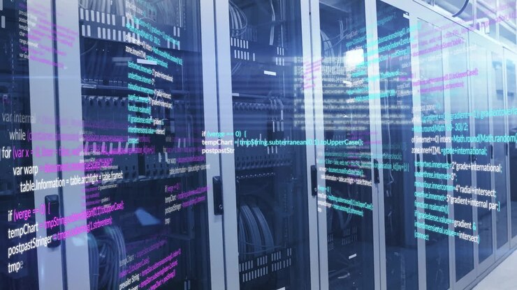 Animation of data processing over server room
