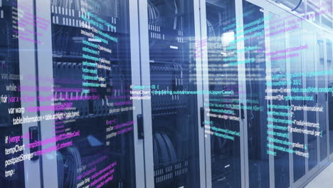animation of data processing over server room