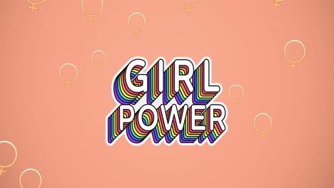 animación del texto del poder de la niña, sobre el símbolo femenino