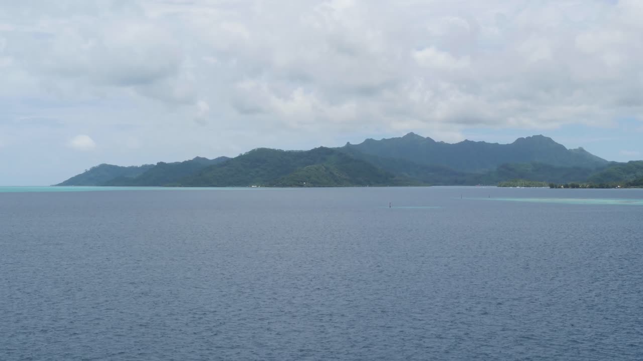 Beautiful island of Raiatea, Society Islands, French Polynesia. Left to right panning.