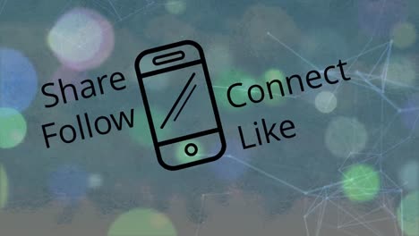 animación de texto de las redes sociales sobre puntos