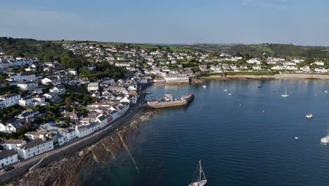 St-Mawes-Cornwall-Reino-Unido-Puerto-Y-Ciudad-Drone,-Aéreo,-Vista-Desde-El-Aire