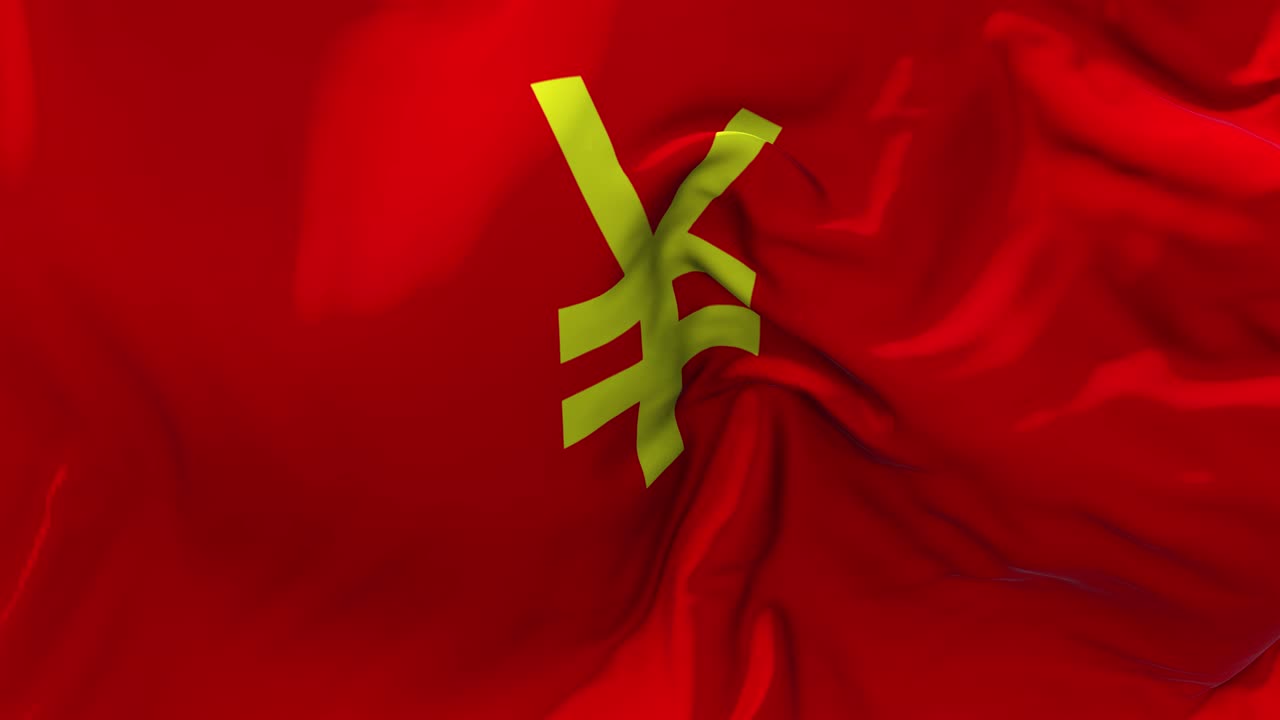 319 japanese yen flag waving in wind slow motion animation 4k realistic fabric texture flag smooth