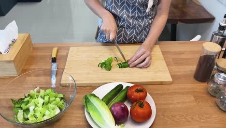 preparing a salad