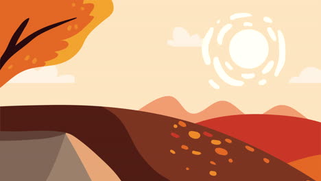 animación de paisajes de la temporada de otoño