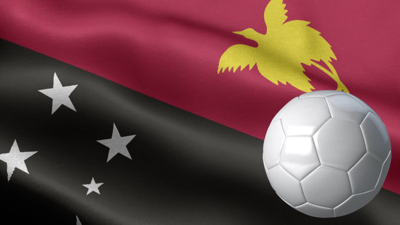 파푸아 뉴기니의 발과 축구공 - 파푸아뉴기니 발 높은 세부 사항 - 국가 발 파푸아새기니 파동 패턴 루프 가능한 요소