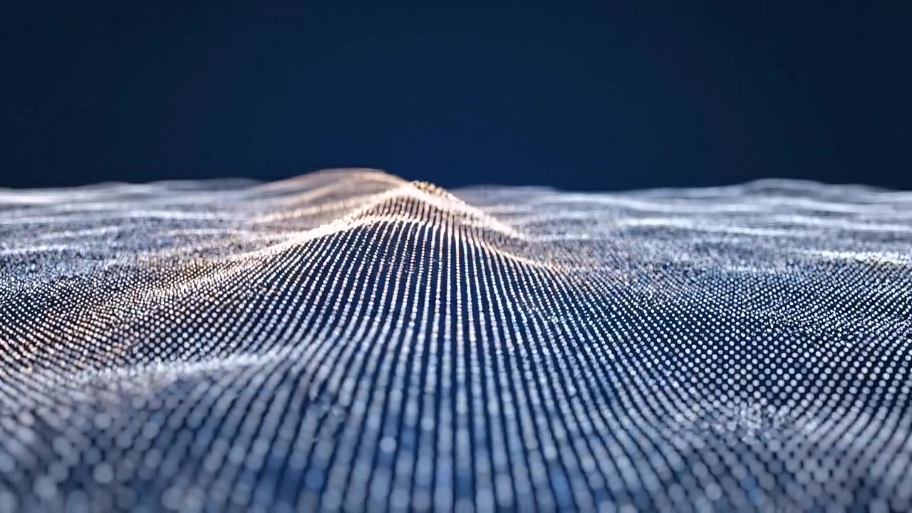 Abstract Digital Wave Motion of Glowing Particles