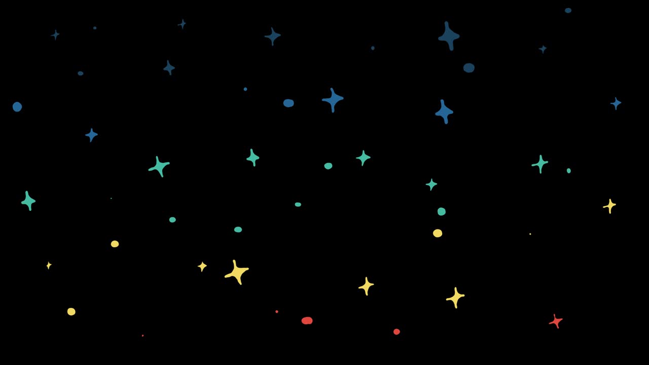 la animación de estrellas de dibujos animados multicolores. elemento gráfico de dibuixos animados aislado en un fondo negro.