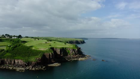 aerial view of a dramatic coastal golf course