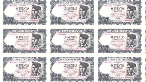 billetes de cincocientos pesetas españolas de españa, dinero en efectivo, bucle