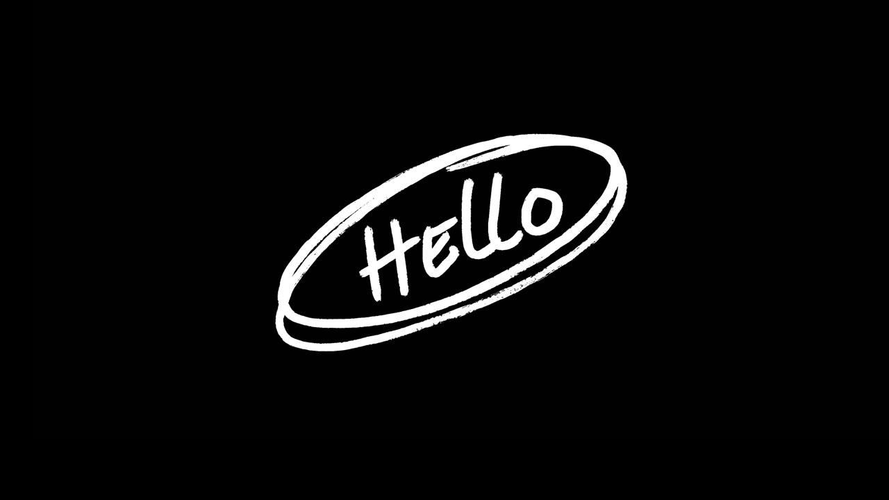 Texto "Olá" Animado e Desenhado à Mão com Moldura Oval Branca.