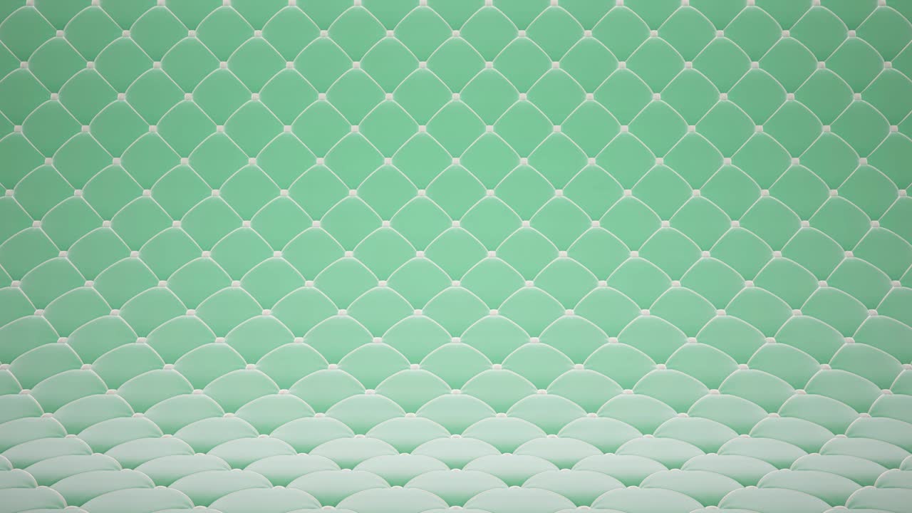 3D motion animation of light green quilted velvet surface with white leather straps. Realistic animation of high quality. Looped video.
