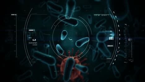 digital generated virus cell and bacteria cells against black background