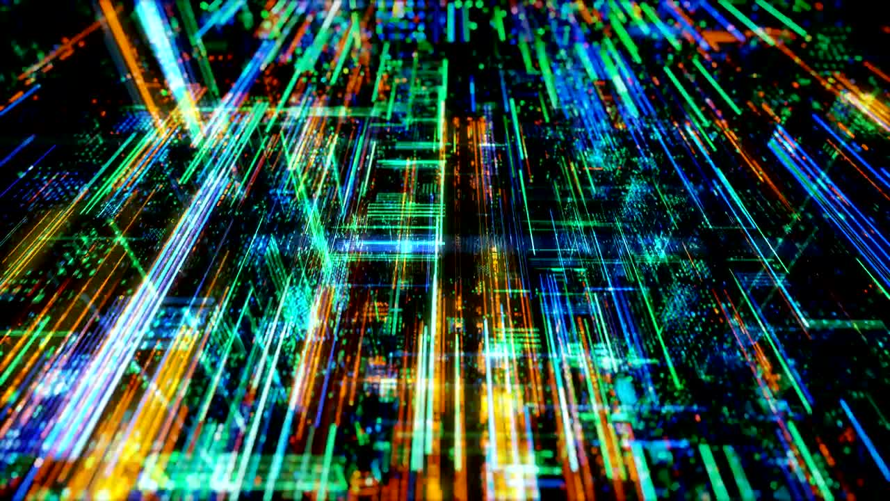 Data transfer and future technology, cyber security concept background, abstract hi speed digital internet. Motion blur. 3D render 4K loop