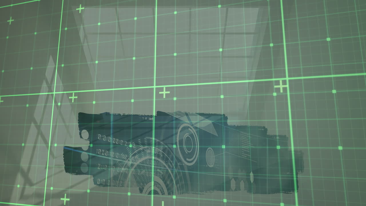 디지털 움직이는 체크된 화면의 애니메이션 기술 프로젝트를 배경으로