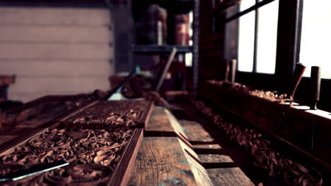 The-working-desk-in-wood-workshop