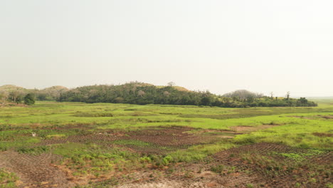 Traveling-front-in-a-wetland,-African-savanna,-4k-drone,-Angola,-Africa-2