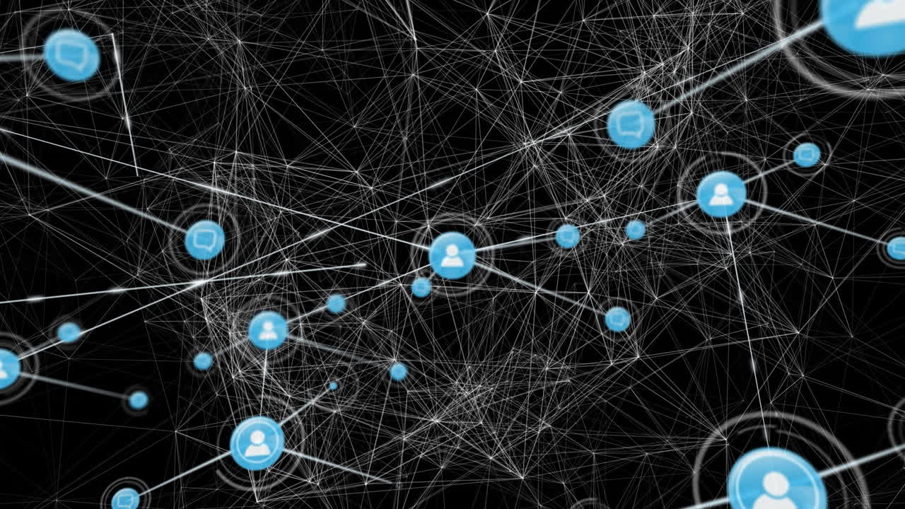 animación de la red de conexiones sobre un fondo oscuro