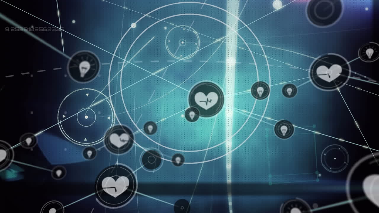 파란색 배경 위의 연결 네트워크의 애니메이션