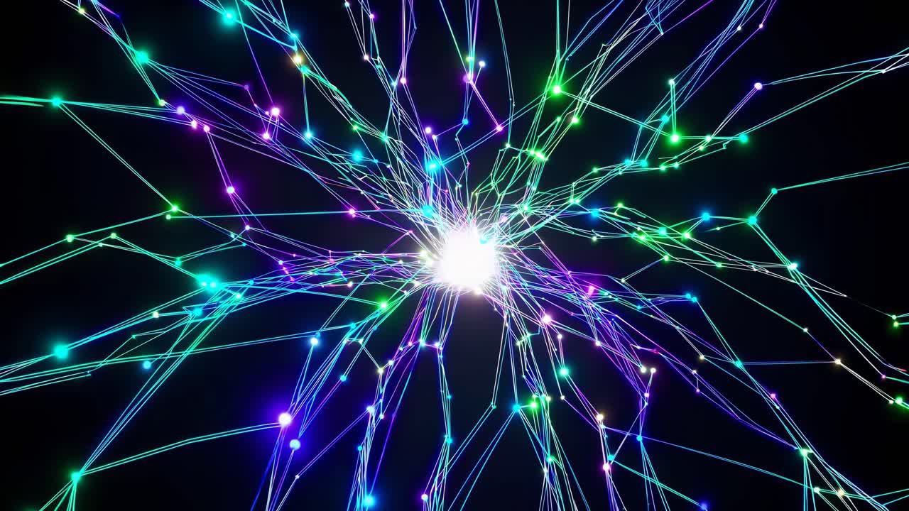 Abstract Network of Glowing Lines and Points