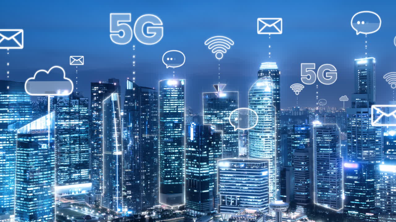 Smart digital city and globalization abstract graphic showing connection network