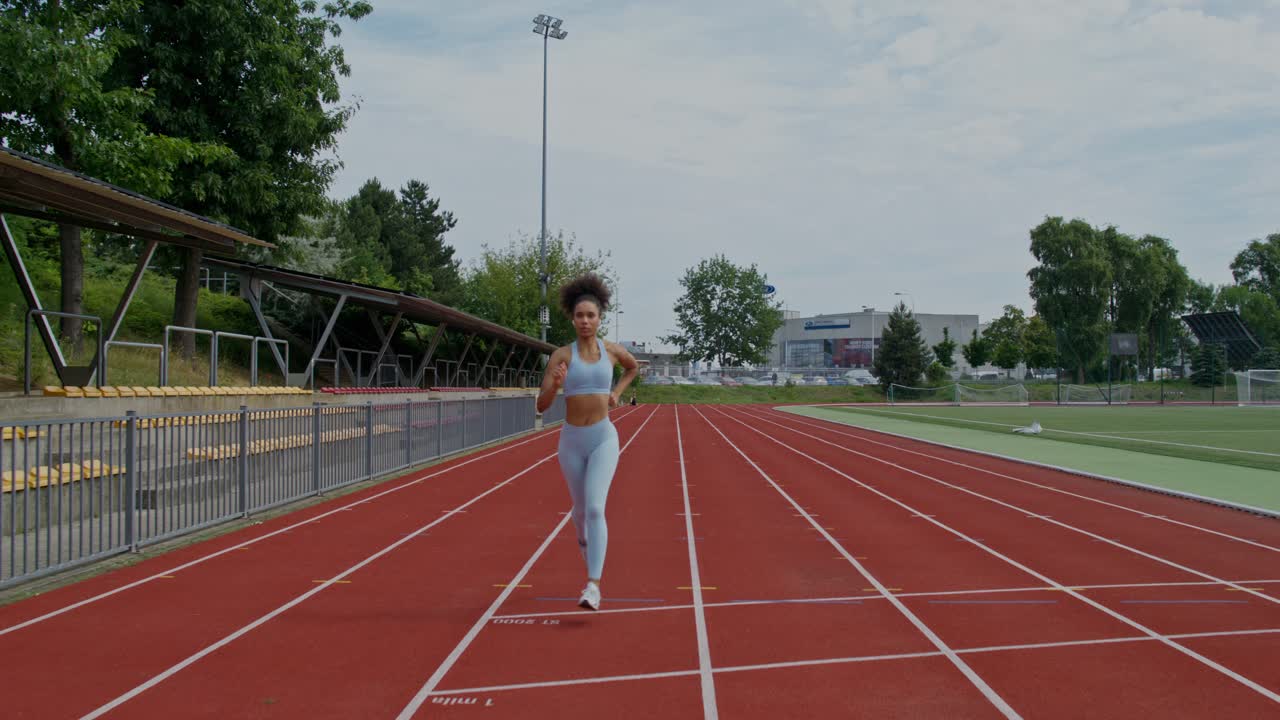 mujer corriendo en una pista
