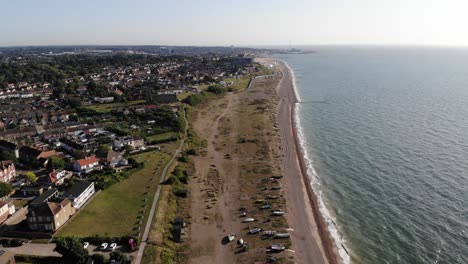 rising drone shot of lowestoft beach in suffolk, uk. 21.06.25