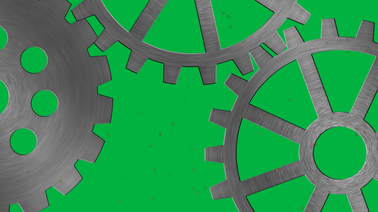 Animação de mecanismo de relógio em fundo verde