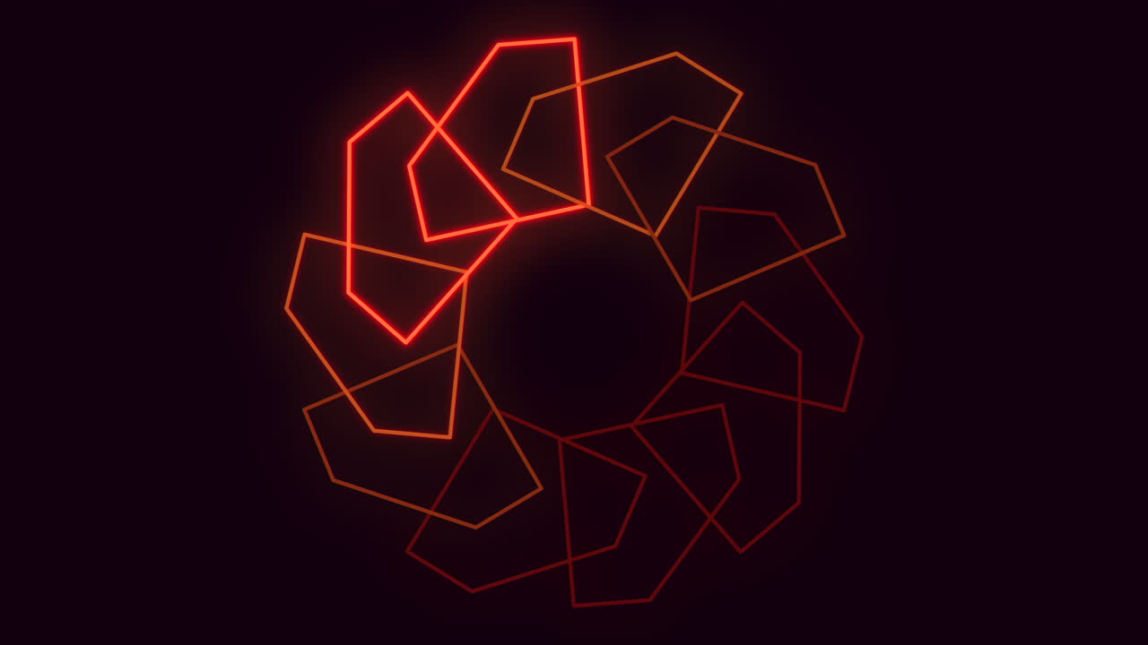 Radiant geometric circle glowing red and black shapes in circular pattern