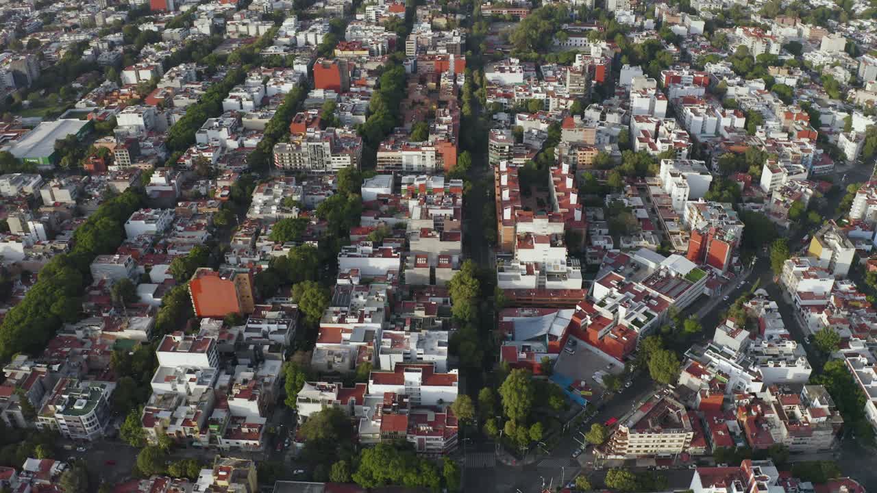 Ruas da cidade na área urbana residencial e suburbana da Cidade do México, Vista aérea