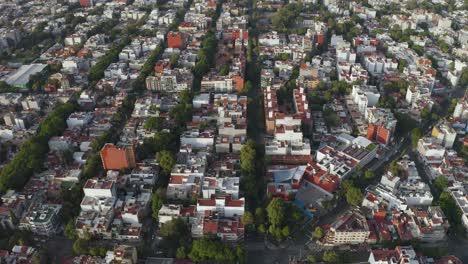 City-Streets-in-Urban-Residential-Suburban-Part-of-Mexico-City,-Aerial