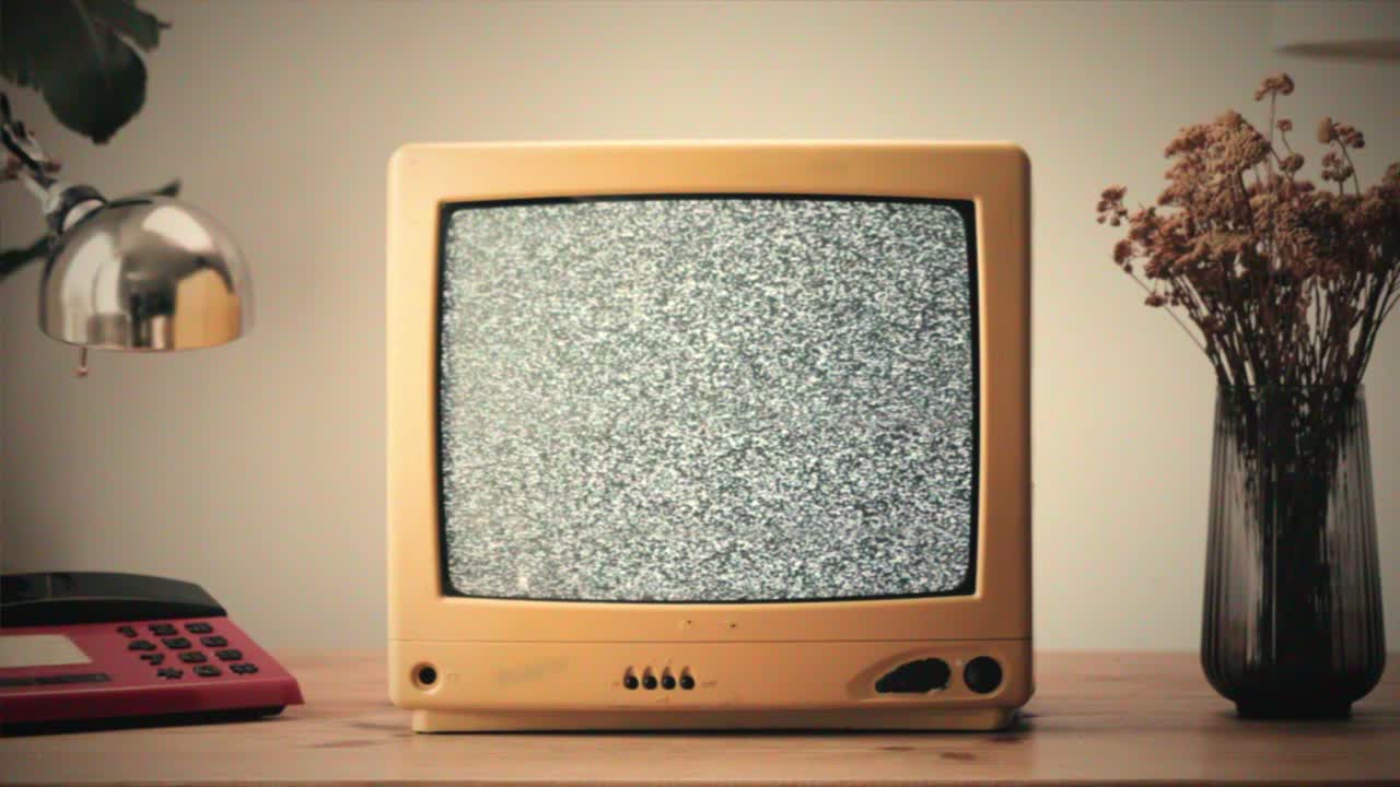 레트로 tv, 노스탈기적인 설정으로 빈티지 tv, 레트로 tv는 화면에 곡물을 표시합니다, 무서운 할로윈 밤 장치, 크로마 키 및 그린 스크린에 좋습니다.