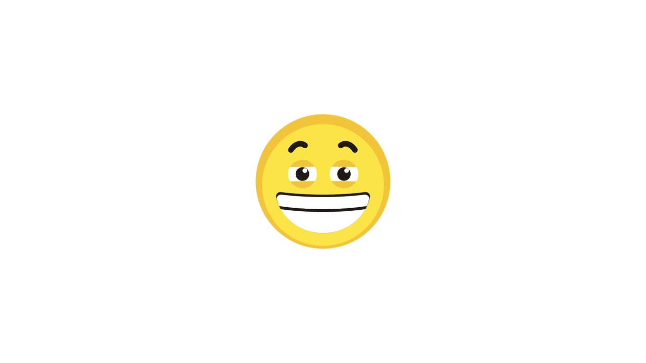Faccina sorridente gialla animata che ammicca su sfondo bianco