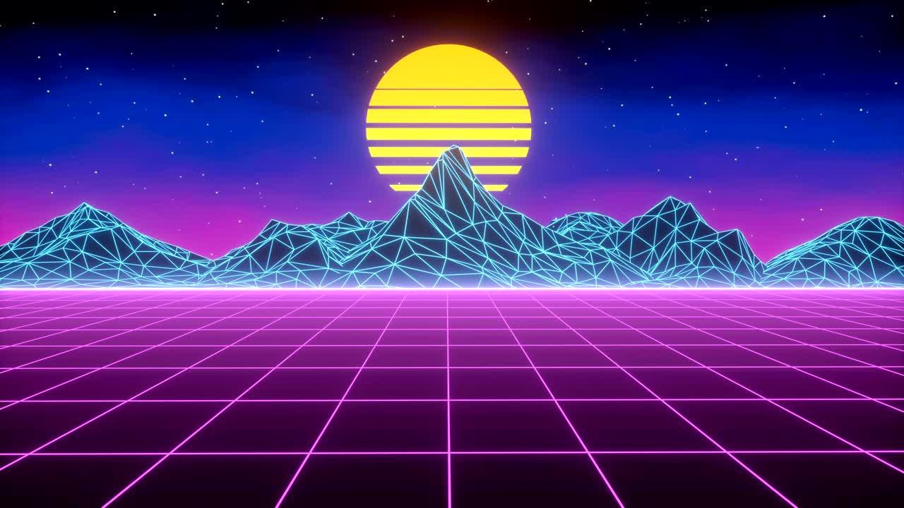 Loop of synthwave retro background