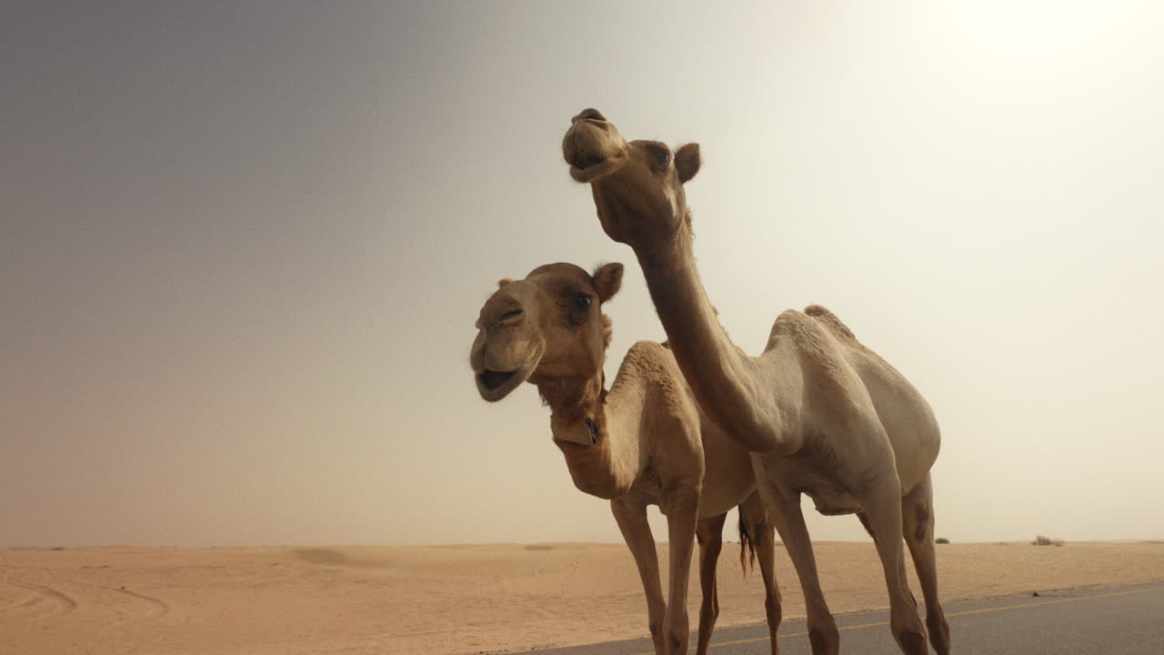 Camels on a Desert Road