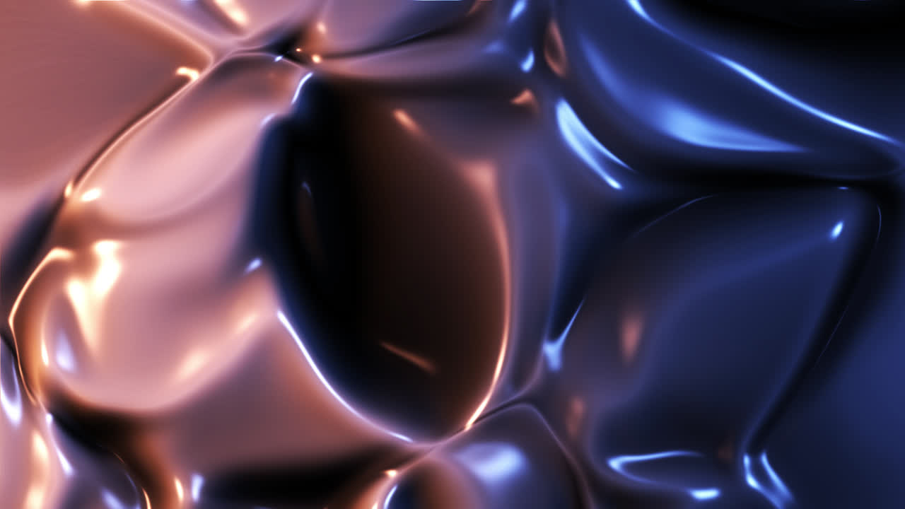 Abstract Liquid Metallic Surface with Blue and Orange Reflections