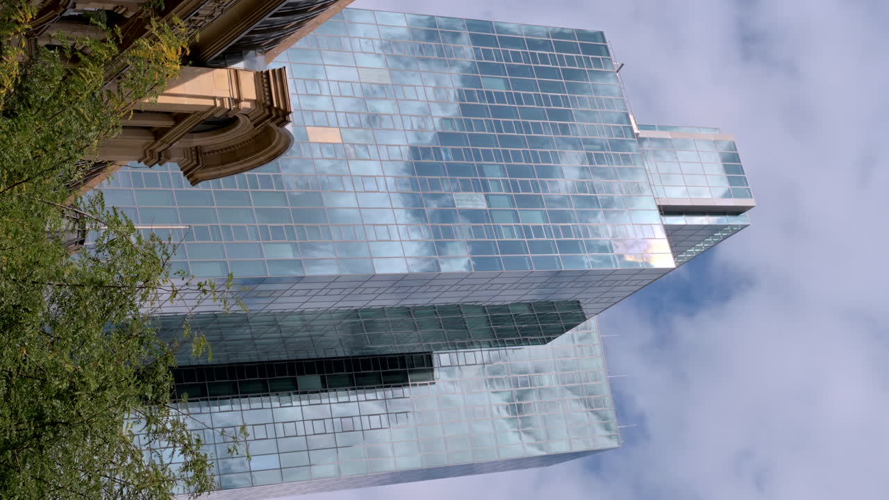 View of a skyscraper in Frankfurt, Germany. Vertical