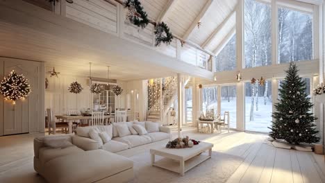 cozy christmas cabin living room