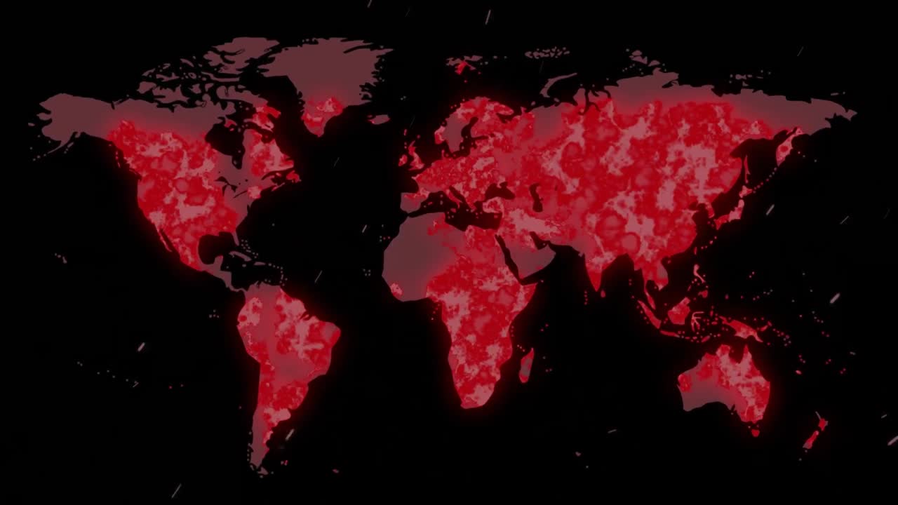 animación del texto de covid sobre el mundo ma en fondo oscuro